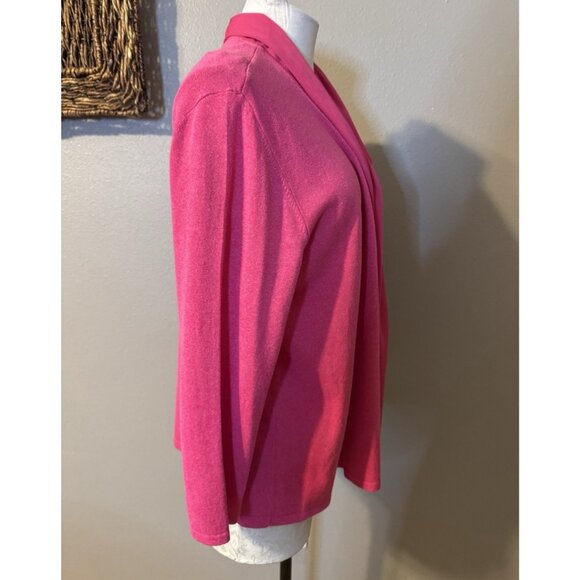 Kasper Cardigan Jacket L Large Pink Lightweight Ruffled - Picture 8 of 15